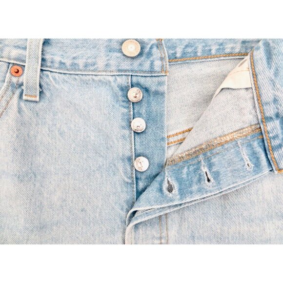 NEW! Levi's 501 Denim Jean Shorts Distressed Button Fly Cutoff Blue SZ 34 - Picture 6 of 8